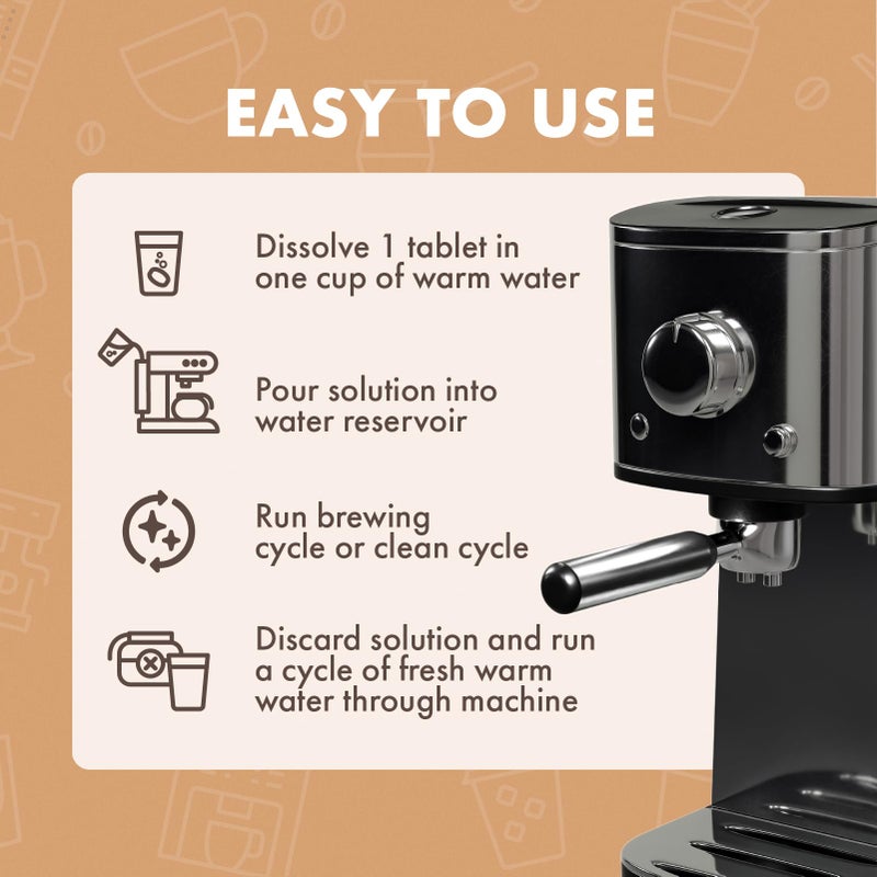 Urnex أقراص ديسكال للتخلص من الترسبات - 120 استخدام، توافق عالمي مع كوريج، نسبرسو، بريفيل، دي لونغي، والمزيد - مزيل ترسبات فعال لصانعات القهوة، آلات الإسبريسو، الغلايات، والمزيد - Image 4